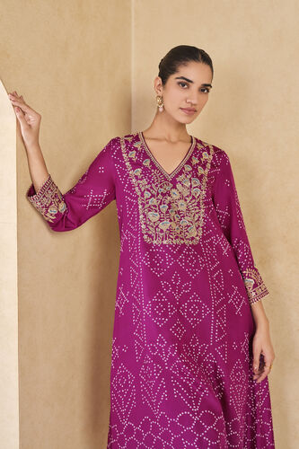 Johona Handcrafted Bandhani Silk Kurta Set - Purple, Purple, image 4