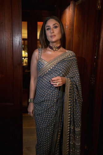 Arvia Printed Georgette Saree - Blue, Blue, image 1