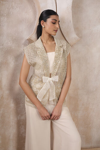 Arlen Embroidered Silk Pant Set - Ivory, Ivory, image 4