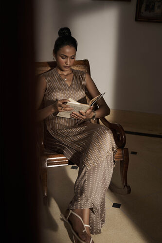Laze Hand-block Printed Coord - Brown, Brown, image 5