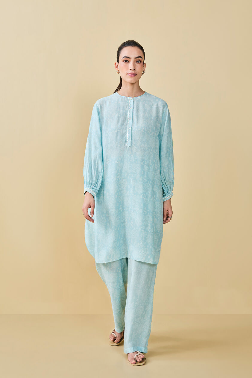 Tree Breeze Hand-block Printed Coord - Blue, Blue, image 5