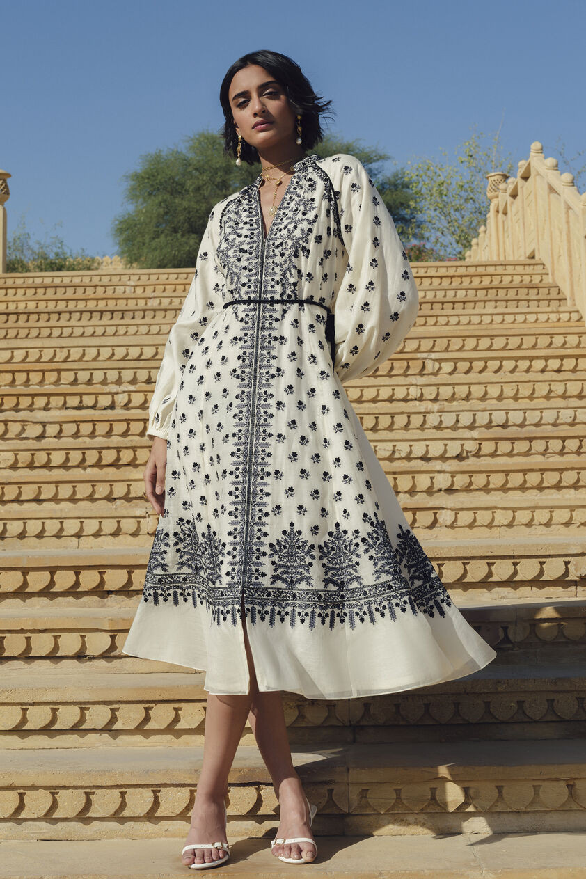 Sawsan Embroidered Mul Dress - White, White, image 1