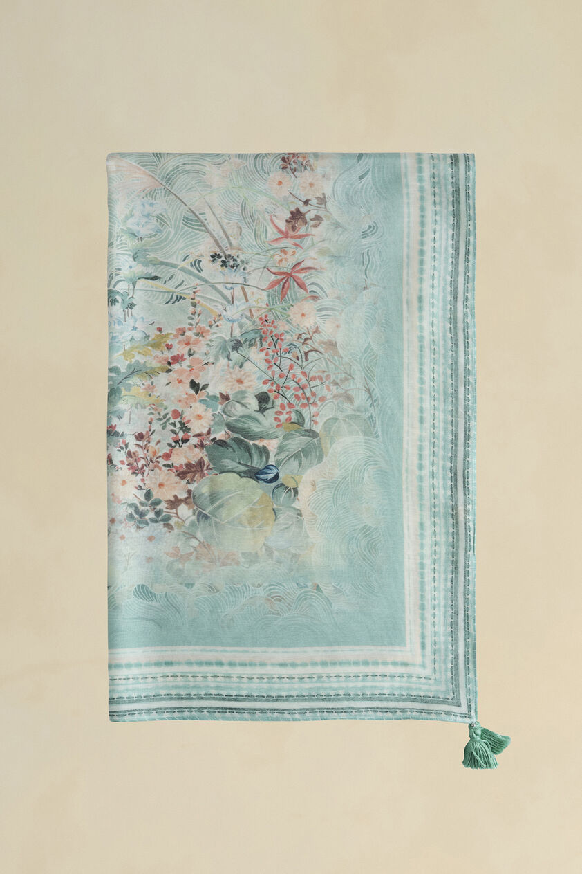 Arivai Silk Stole - Sage, Sage, image 1