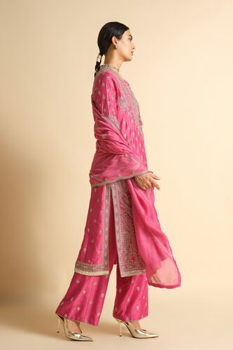Mrinalika Embroidered Silk Suit Set - Pink, Pink, image 2