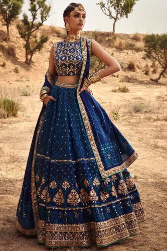 Lokesha Bandhani Lehenga Set- Navy, , image 3