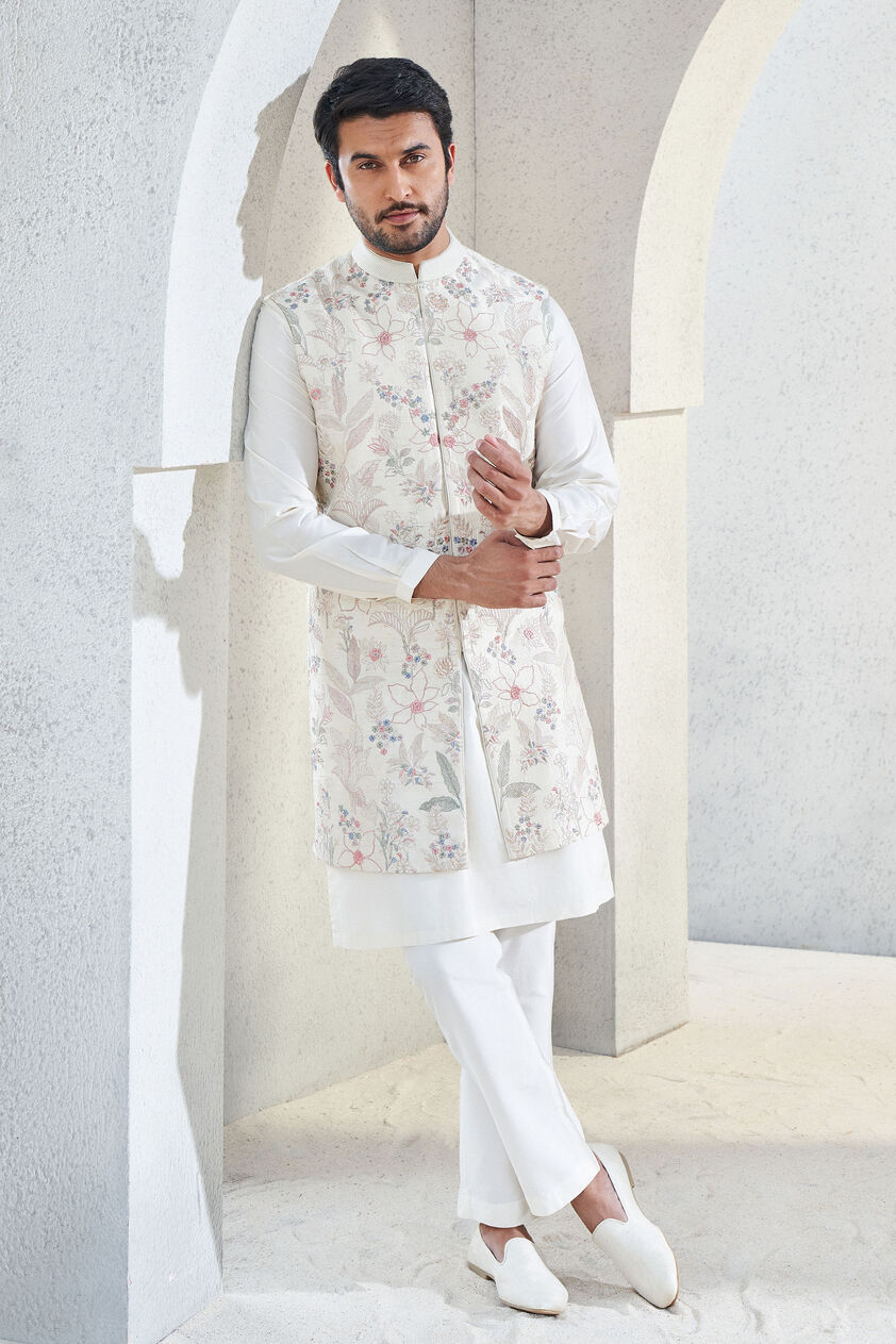 Dhruvam Nehru Jacket - Ivory, Ivory, image 1