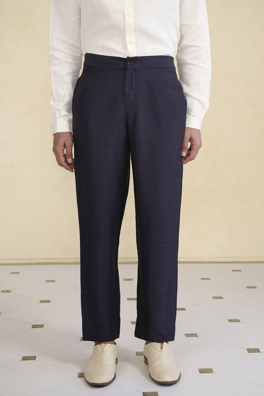 Black Silk Trousers, Black, image 1