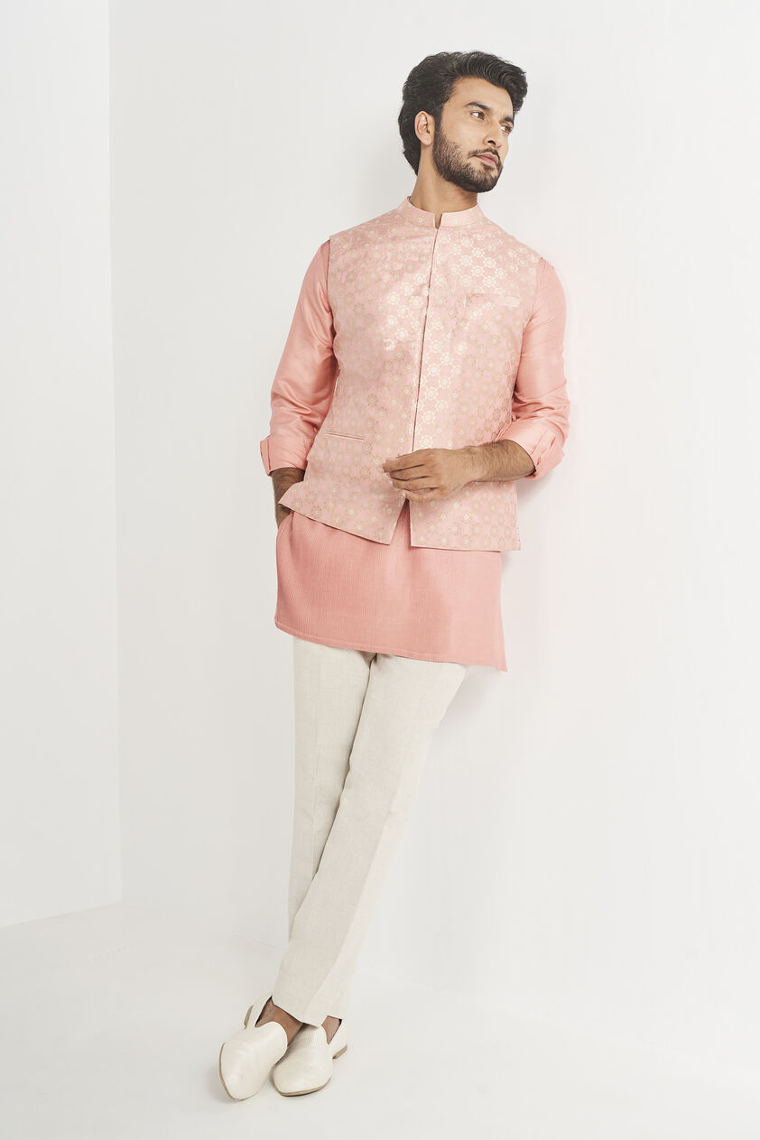Nirved Nehru Jacket - Pink, Pink, image 4