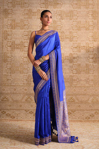 Sumarni Handwoven Benarasi Silk Saree - Blue, Blue, image 1