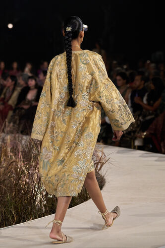 Summerfern Embroidered Applique Silk Jacket Set - Gold, Gold, image 2