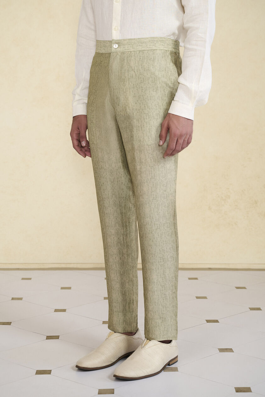 Sage Silk Trousers, Sage, image 5