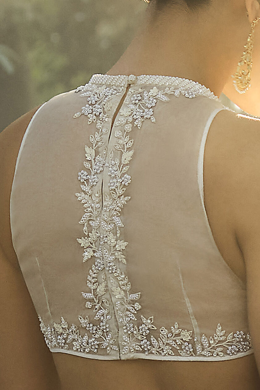 Amadahy Embroidered Silk Skirt Set - Ivory, Ivory, image 3