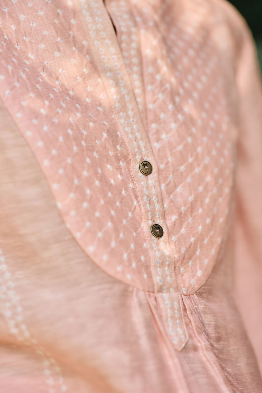 Panorama Handcrafted Bandhani Linen Coord - Blush, Blush, image 5