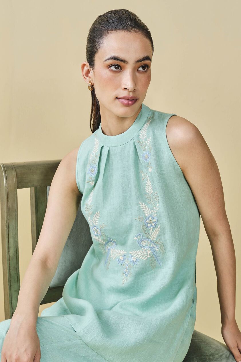 Birding Embroidered Hemp Coord - Mint, Mint, image 4