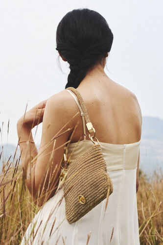 Champagne Gold Glass Beaded Bag, Gold, image 1