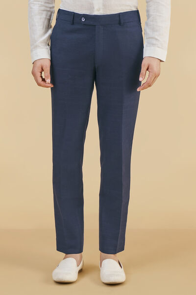 Navy Blue Silk Trousers