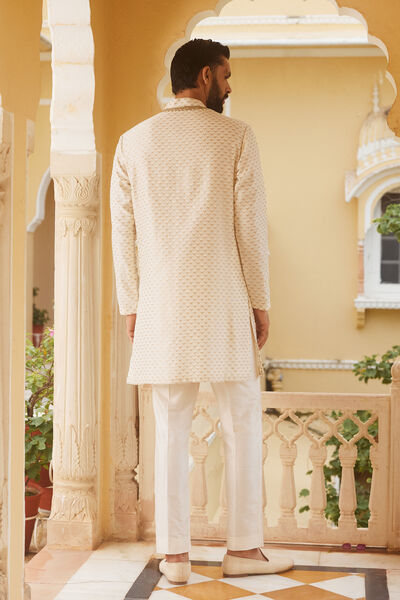 Faaris Handwoven Benarasi Silk Kurta - Natural
