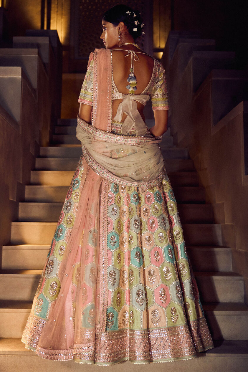 Kalakara Lehenga - Cream, Cream, image 2