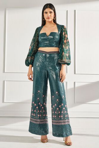 1 - Saturday Night – Green Crop Top & Trousers Set, image 1