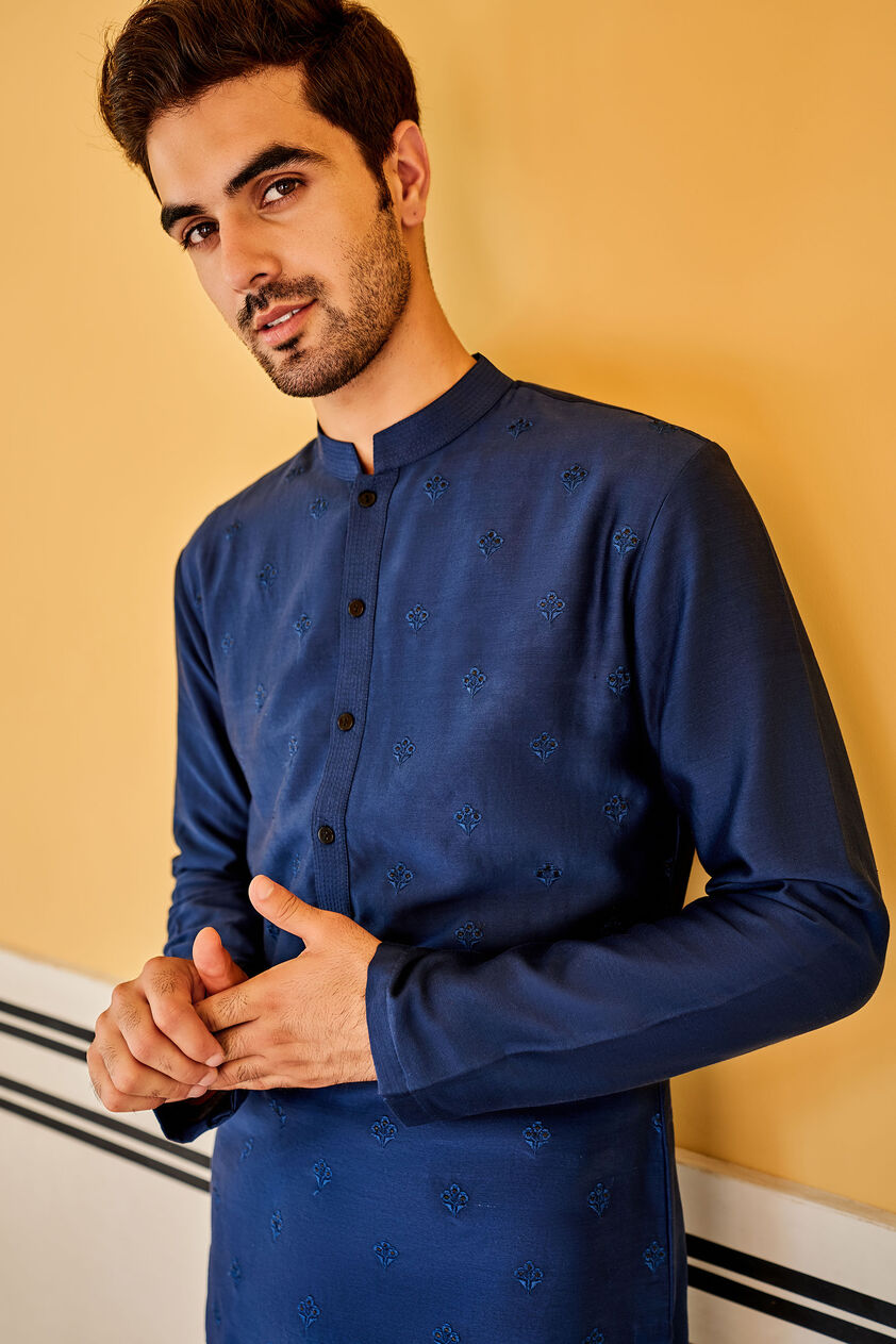 Tavish Kurta - Navy, Navy, image 5
