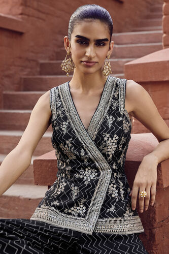 Zimad Embroidered Silk Pant Set - Black, Black, image 4