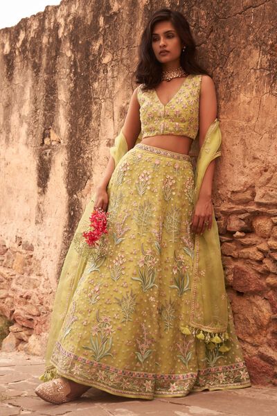 Yaruhi Crop Top  & Skirt Set - Lime