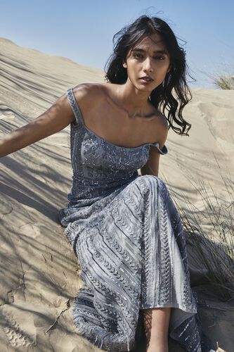 Stardust Embroidered Cord Gown - Grey, Grey, image 1