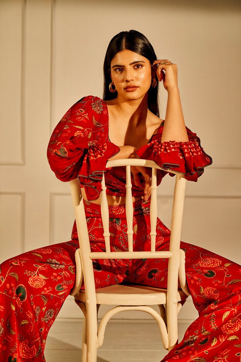 4 - Showstopper - Red Crop Top and Trousers Set, image 4