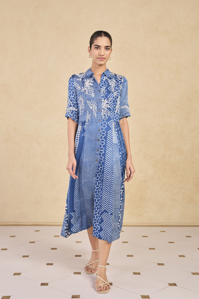 Talivere Handcrafted Dabu Dress - Blue, Blue, image 1