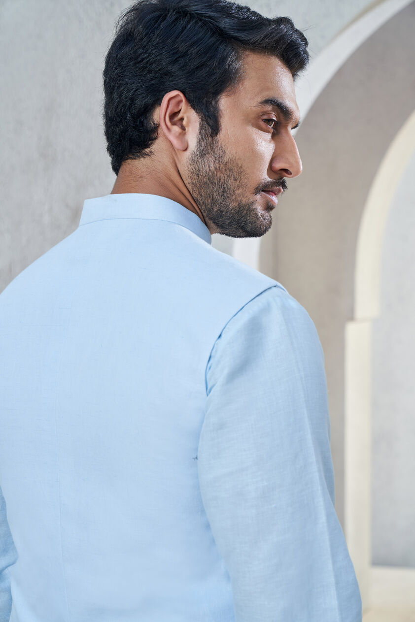 Shwar Nehru Jacket - Powder Blue, Powder Blue, image 5