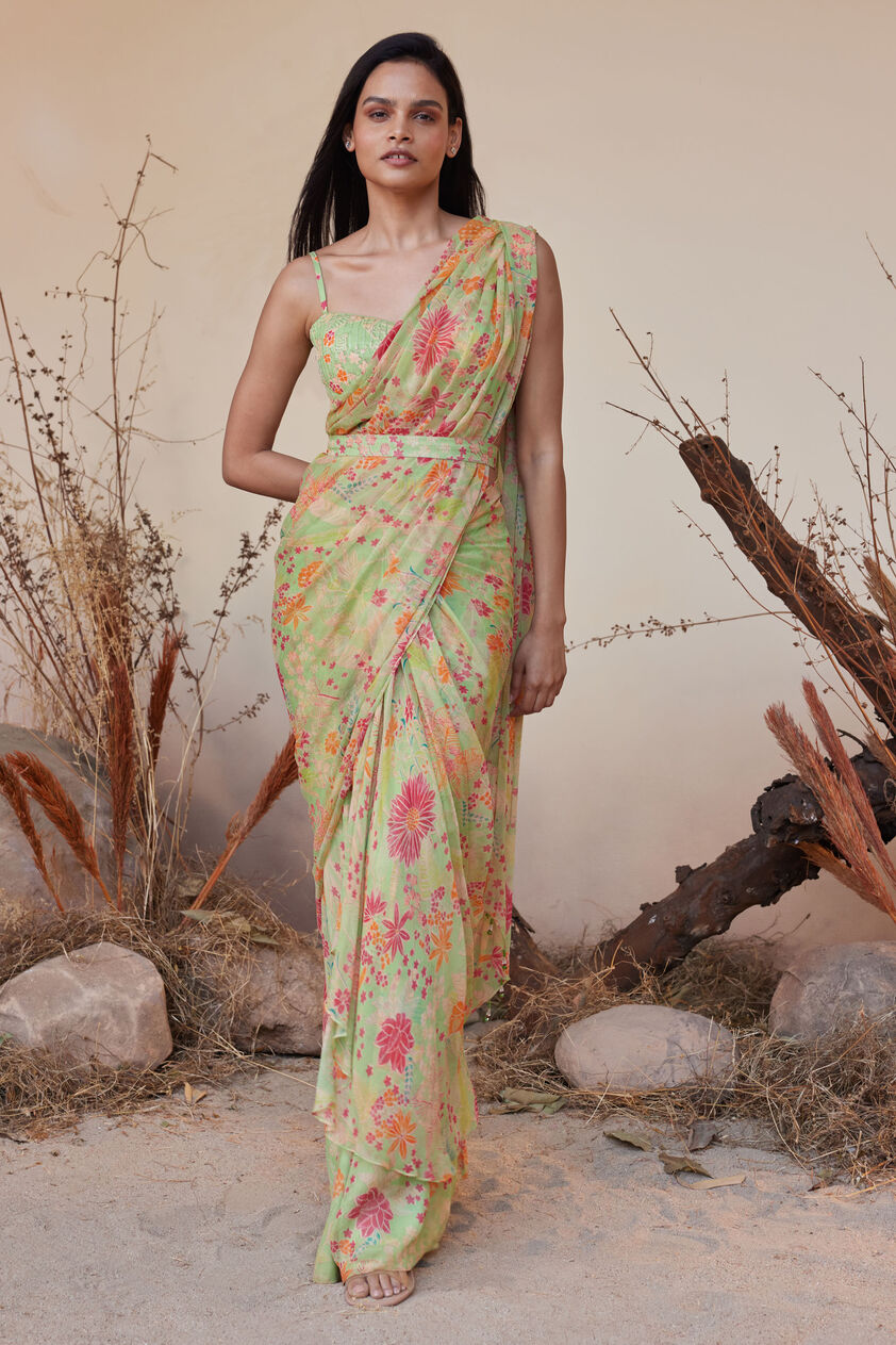 Juliette Saree Set - Lime, Lime, image 1