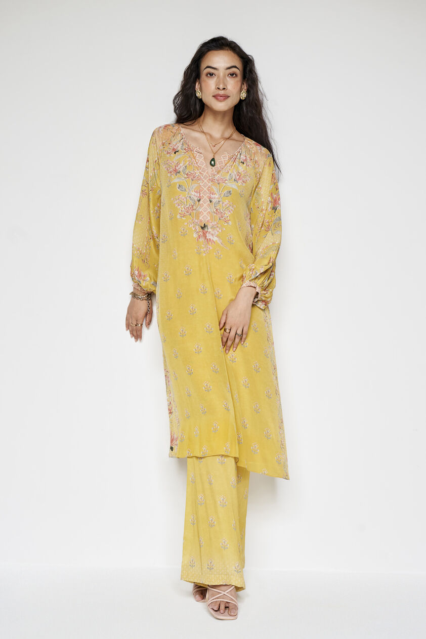 Nisho Kurta Set - Yellow, Yellow, image 1