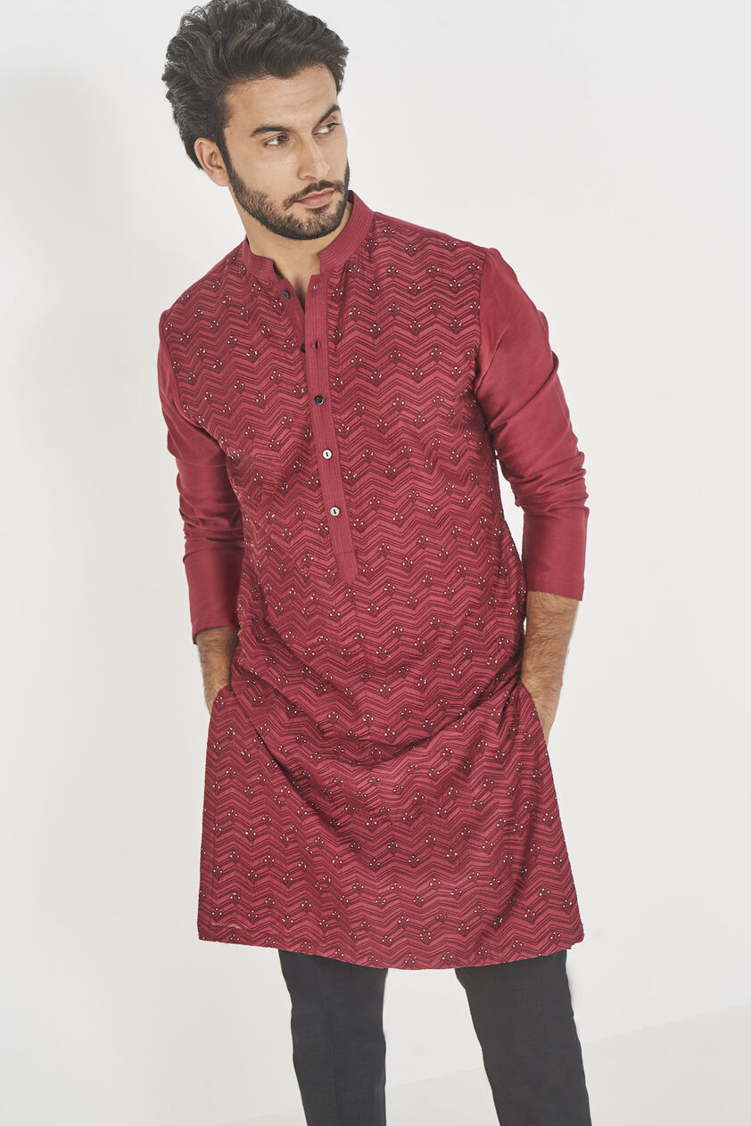 Gulzar Kurta- Maroon, Maroon, image 4