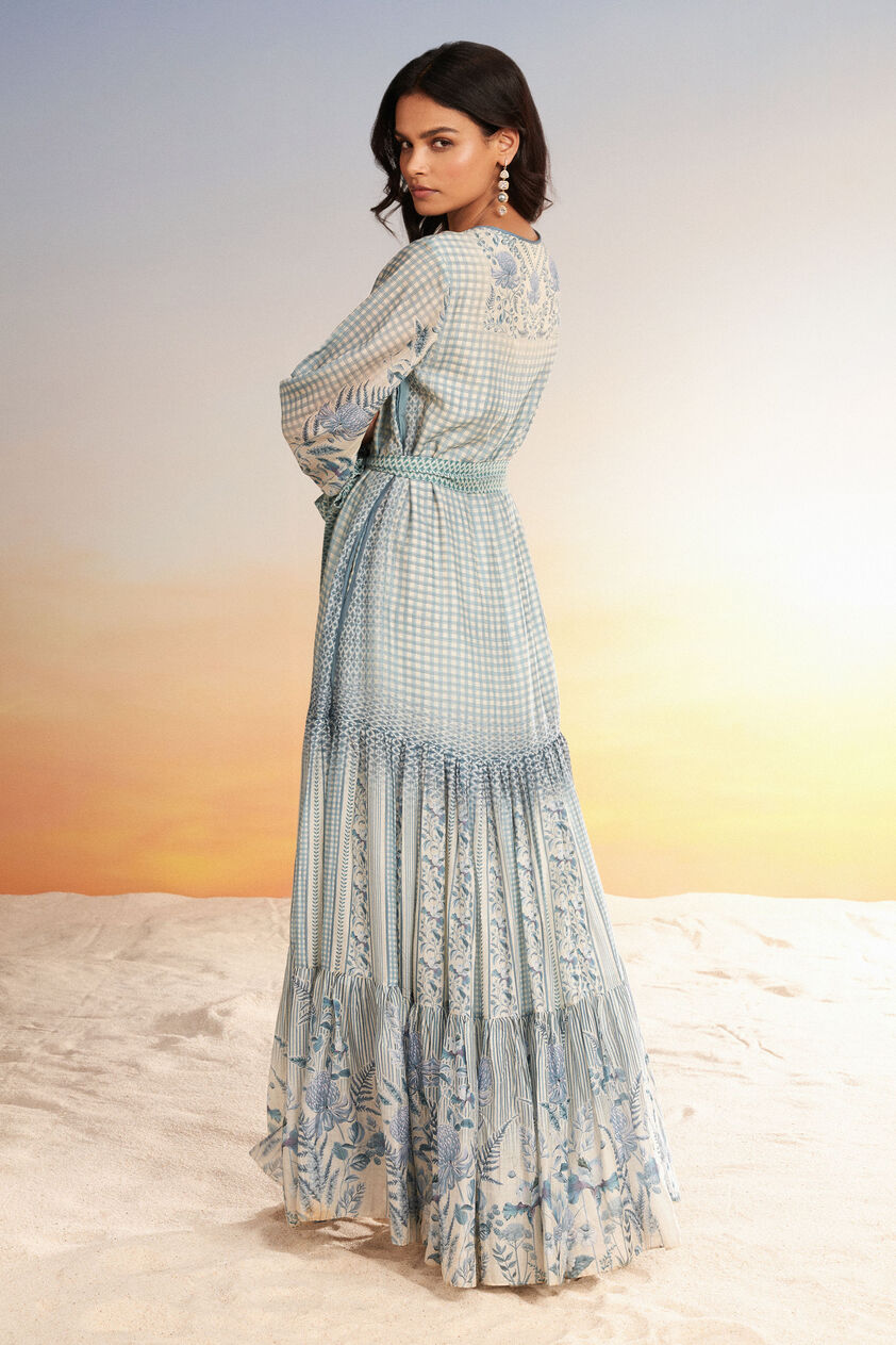 Neela Tiered Kaftan - Blue, Blue, image 3