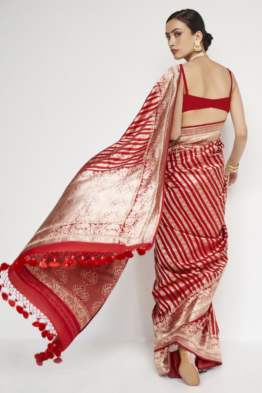 Hargun Benarasi Saree - Red, , image 4