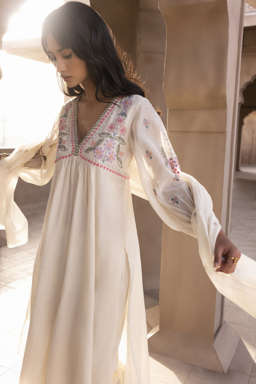 Natavia SEWA Hand-embroidered Kurta Set - Natural, Natural, image 4