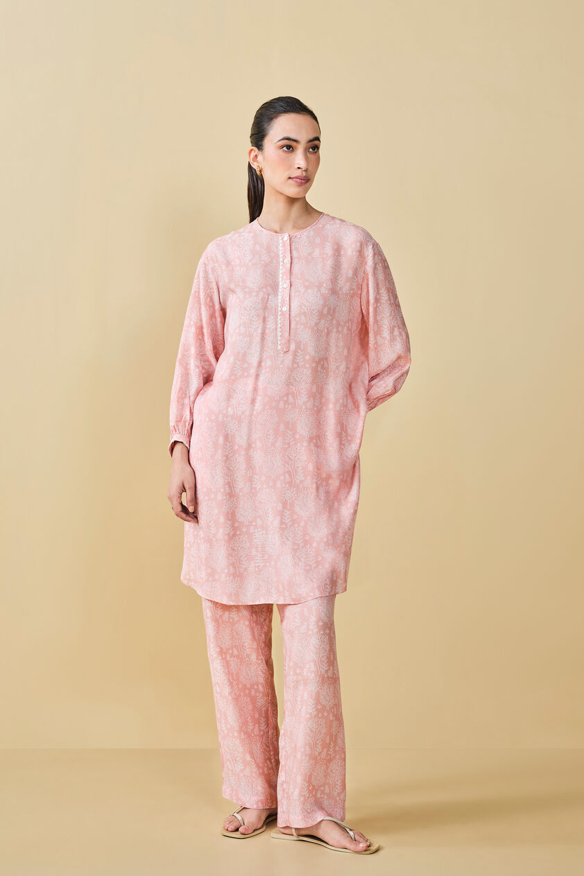 Tree Breeze Hand-block Printed Coord - Peach, Peach, image 1
