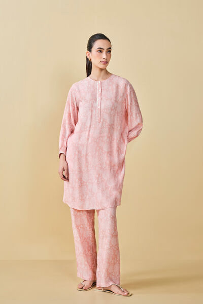 Tree Breeze Hand-block Printed Coord - Peach