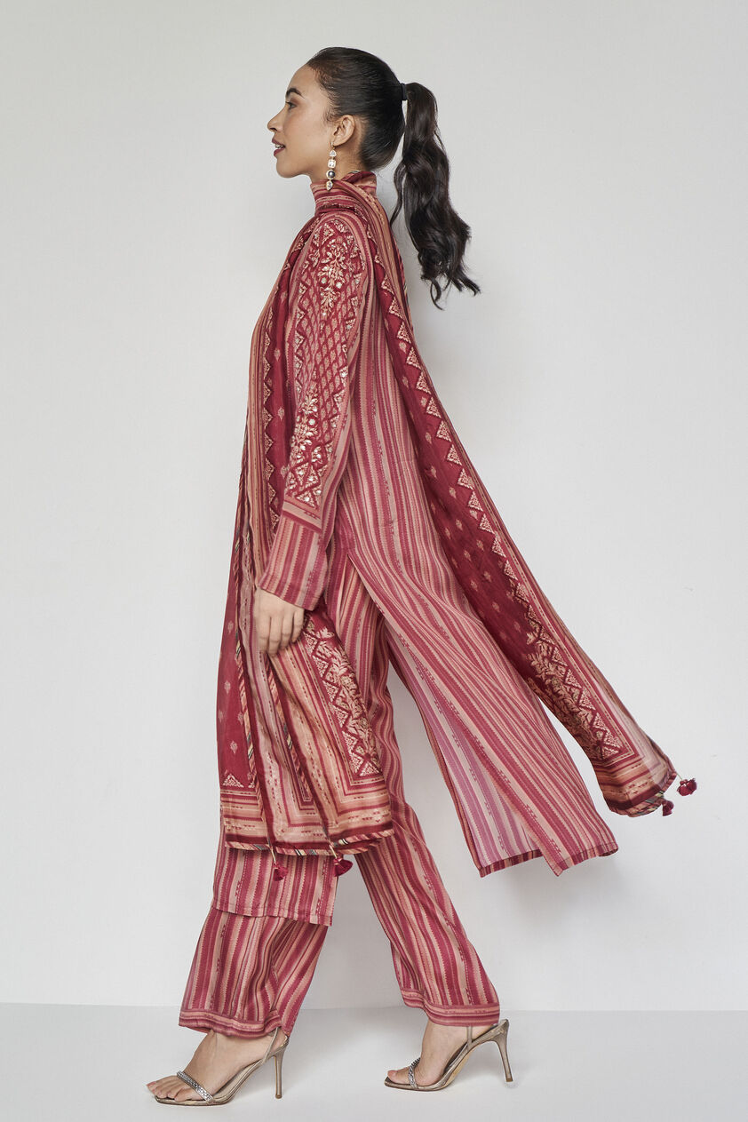 Savani Embroidered Suit Set - Wine, Wine, image 3