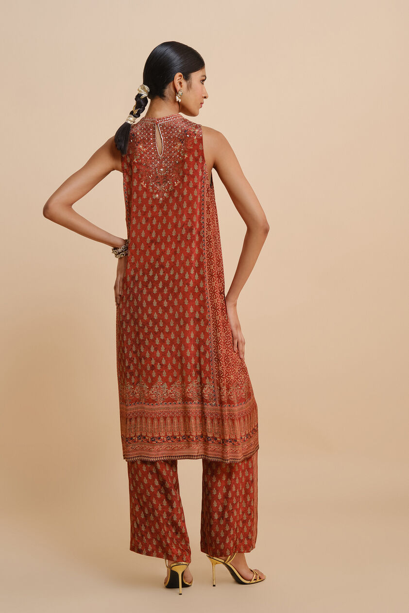 Emira A-line Kurta Set - Red, Red, image 2