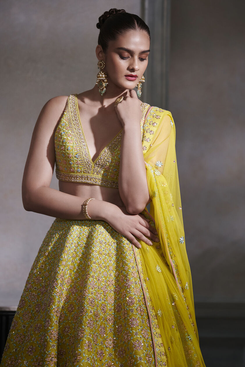 Dharvi Lehenga Set - Lime, Lime, image 2