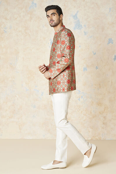 Zehab Silk Bandhgala - Sage Green