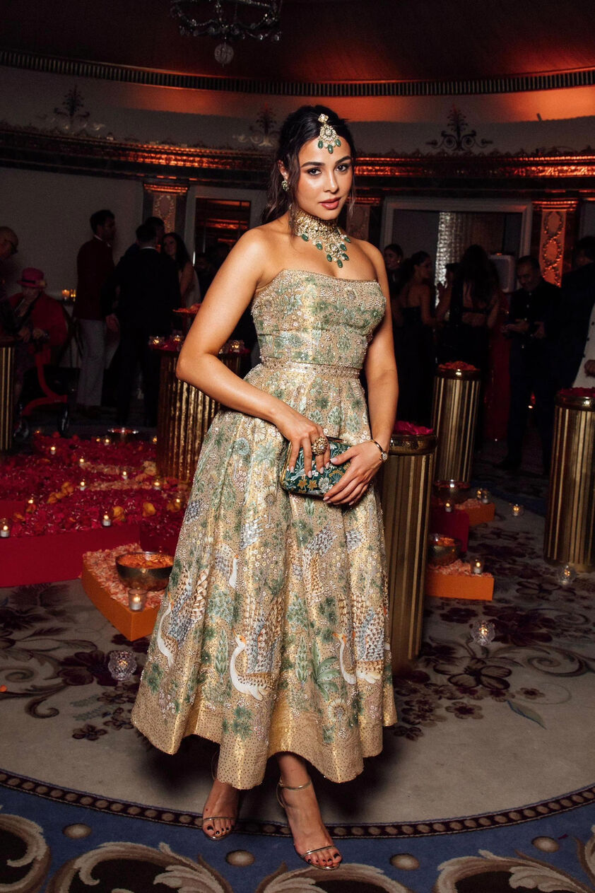 Avasa Hand-painted Pichhwai Silk Dress - Gold, Gold, image 1