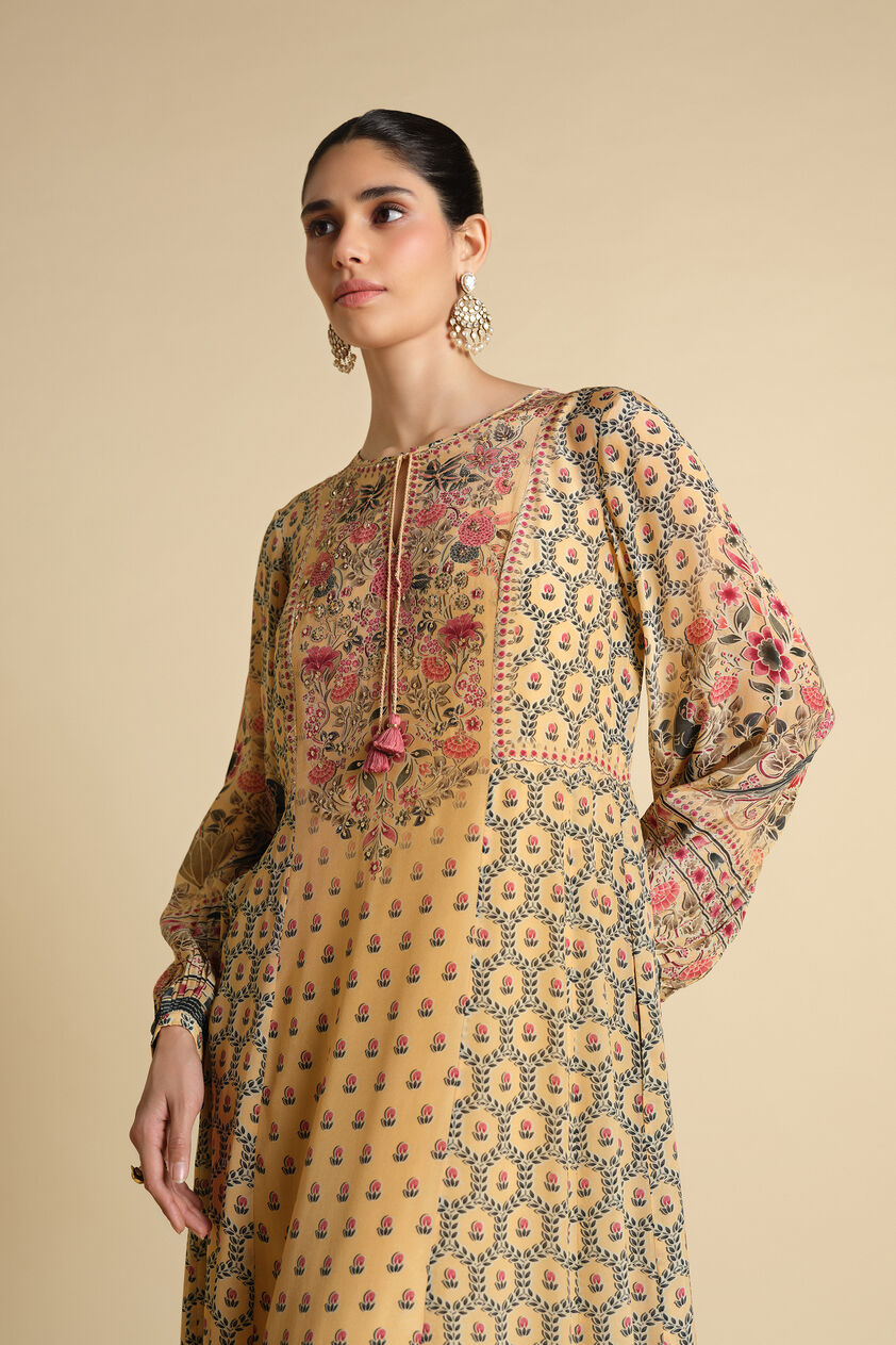 Demoiselle Printed Kaftan - Yellow, Yellow, image 4
