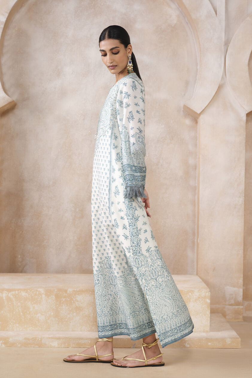 Anaya Silk Kaftan - White, White, image 3