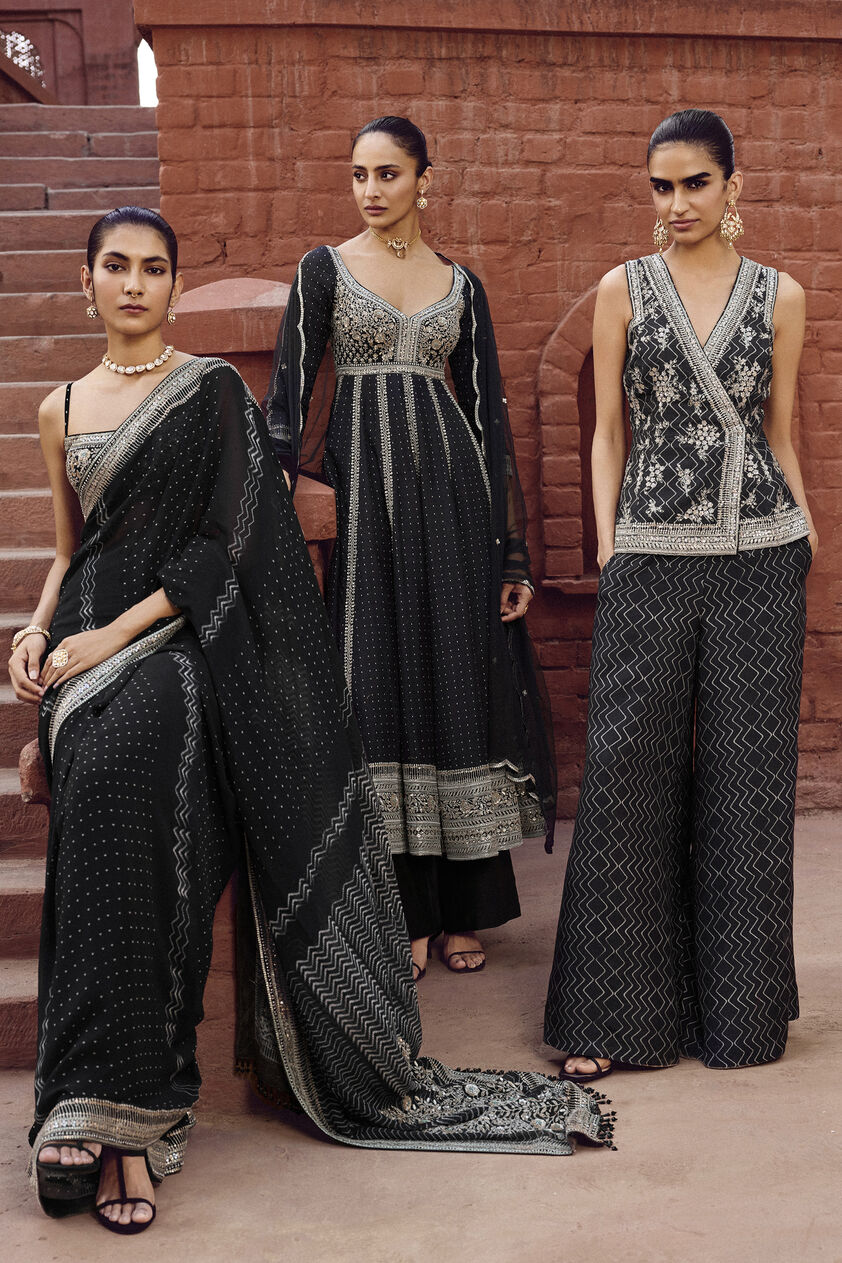 Zimad Embroidered Silk Pant Set - Black, Black, image 5