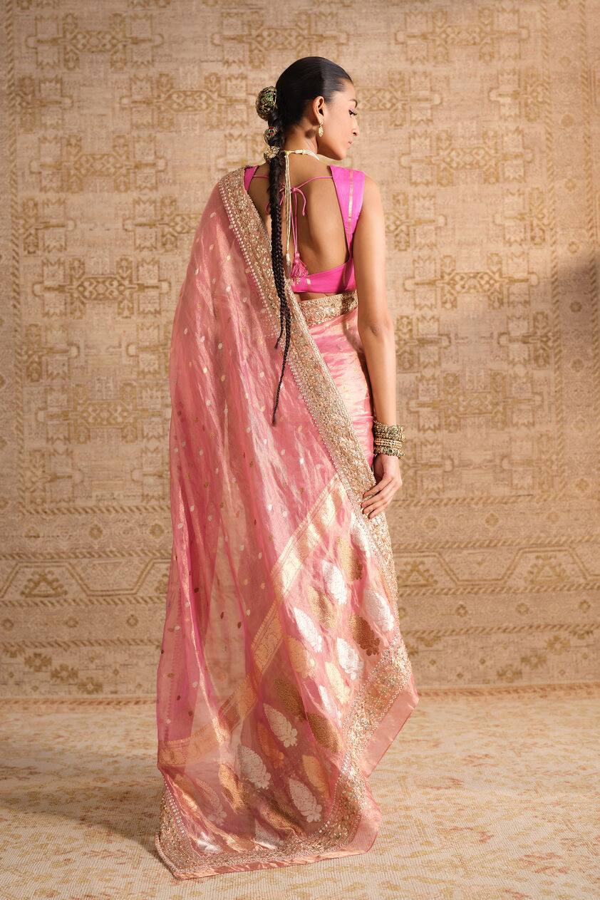 Anvaya Handwoven Benarasi Silk Saree - Blush, Blush, image 3