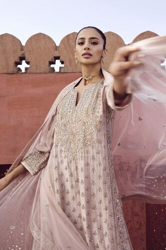 Parnasi Gota Patti Silk Suit Set - Pink, Pink, image 4