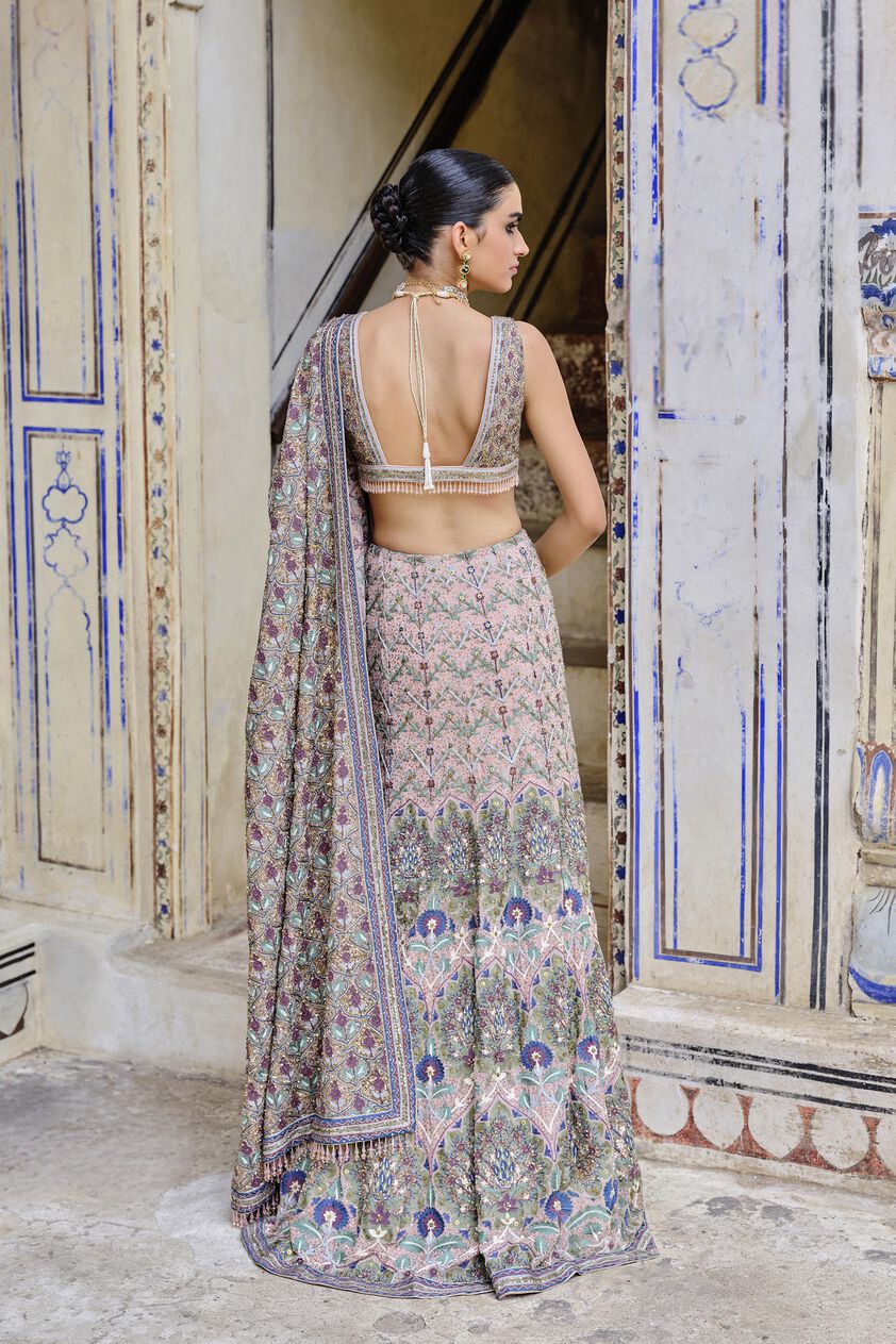 Krandasi Embroidered Zardozi Skirt Set - Blush, Blush, image 5