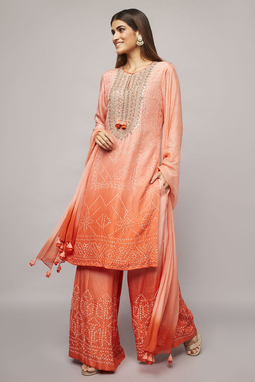Kimaya Bandhani Kurta Set -Blush, Blush, image 1